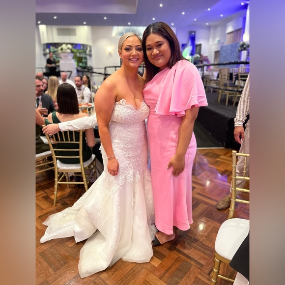 Pink One Shoulder Satin Formal Dress - Picture 3 of 3